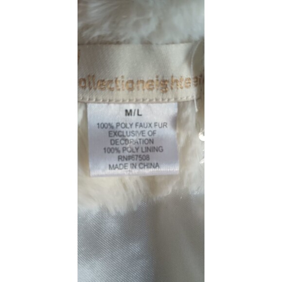 Collection Eighteen Faux Fur Silver Bling White Large Women's Snap Lined Jacket - Picture 6 of 8